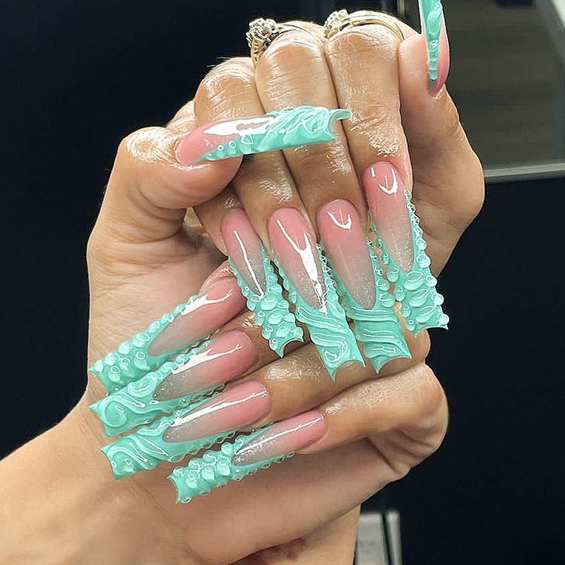 Nail Art Pink - 24 adet 3D su damlası sahte