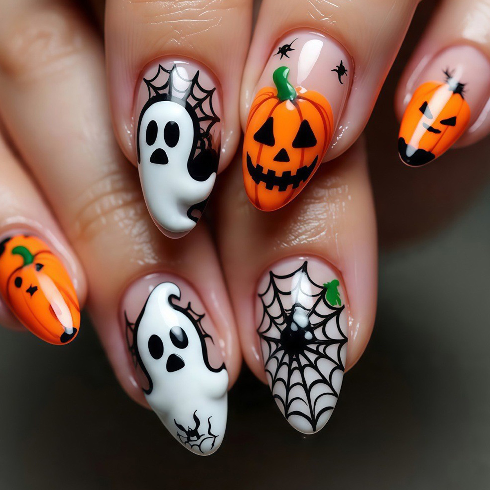 Nail Art Press On - 24 adet Cadılar Bayramı Takma Tırnaklar,