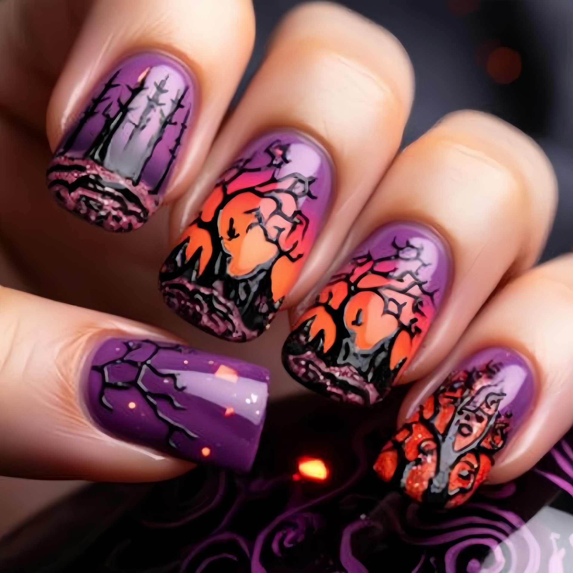Nail Art Orange - Kadınlar ve kızlar için orta boy,