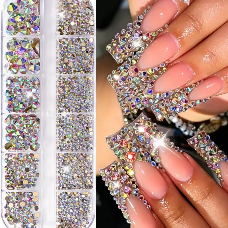 Nail Art Valentines Day - 12 bölmeli 3D Işıltılı AB Yuvarlak