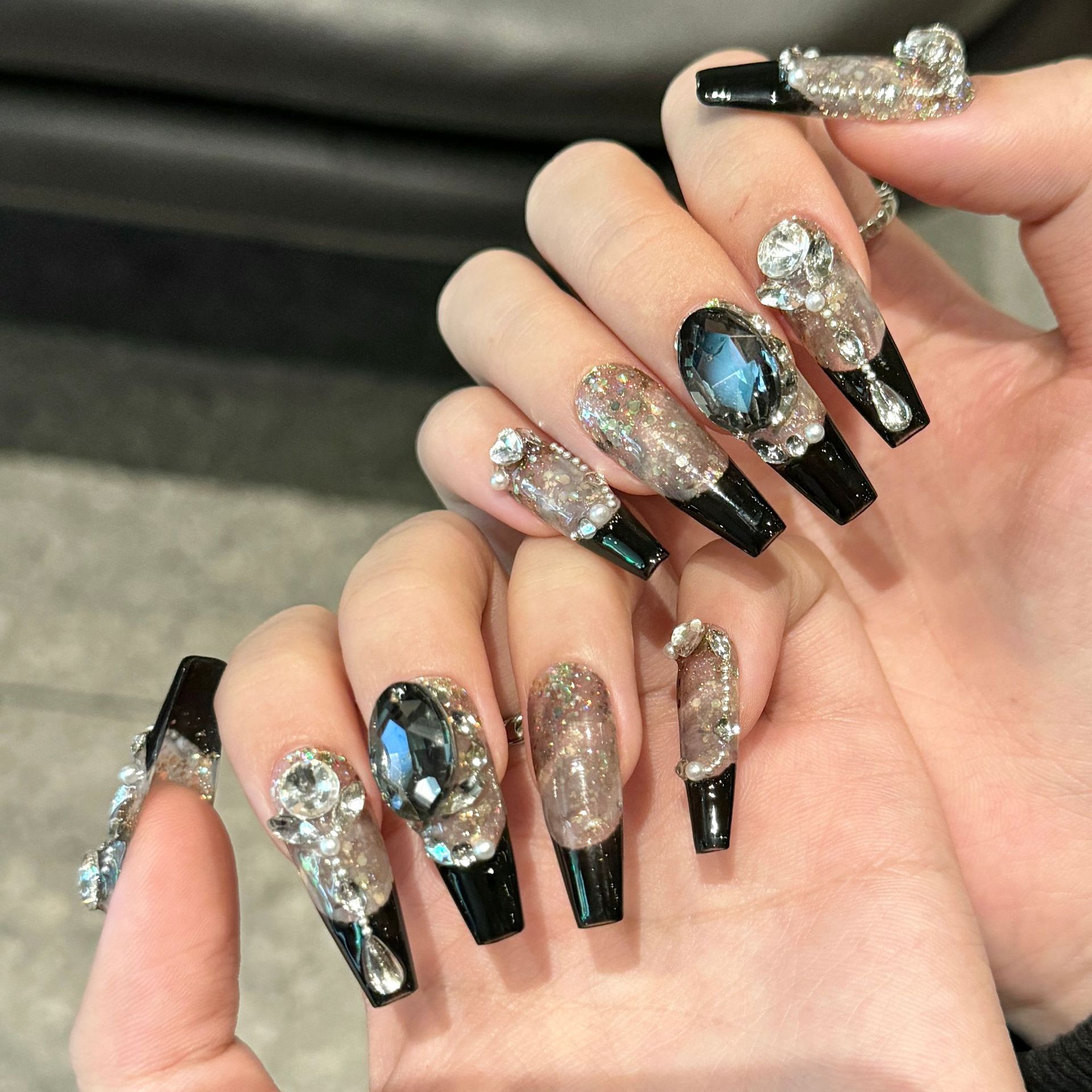 10 adet siyah fransız tarzı tı - Nail Art Press On incelemesi ve fiyatı